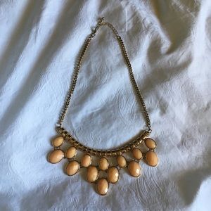 Gold Tone Peach Faux-Stone Statement Necklace